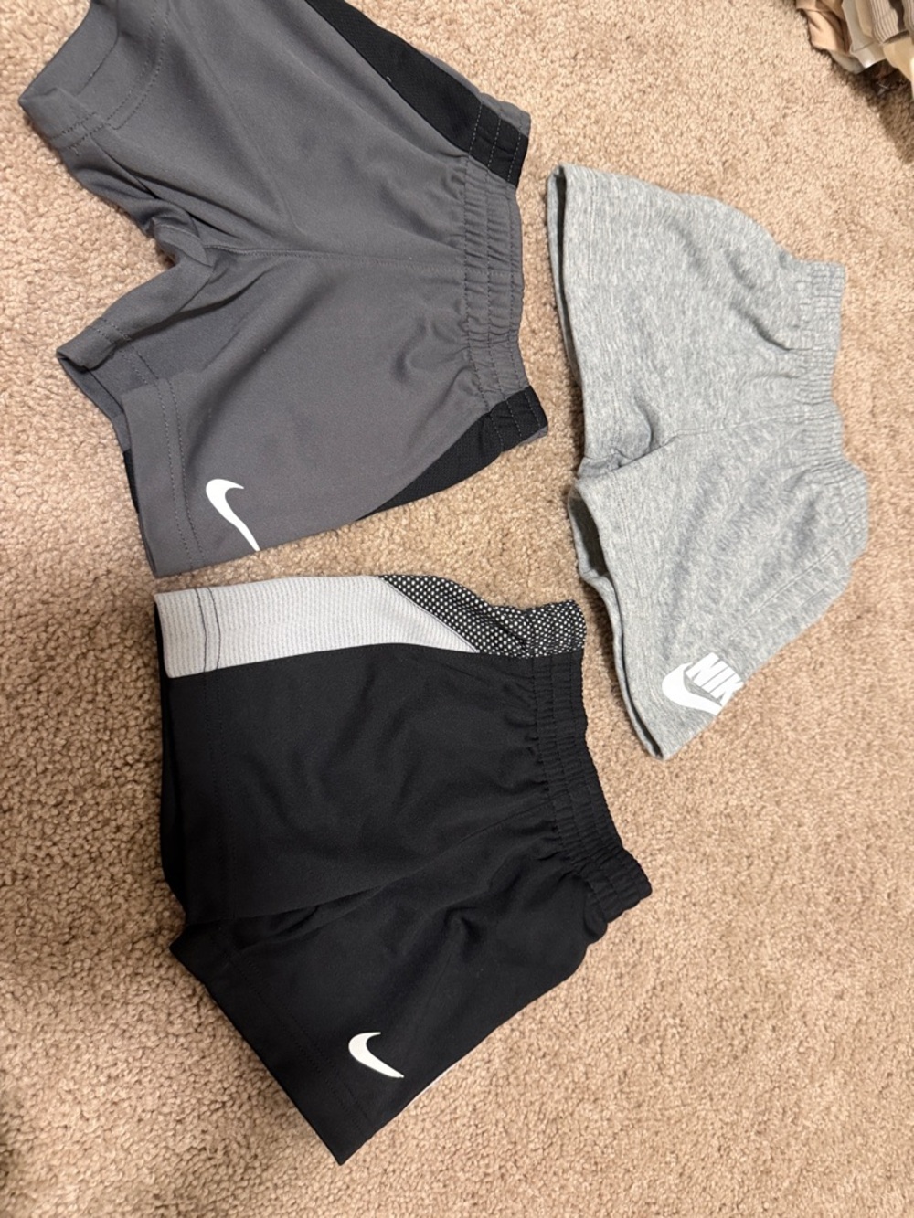 Nike Kids' Shorts Trio - Black, Gray & Heather Gray